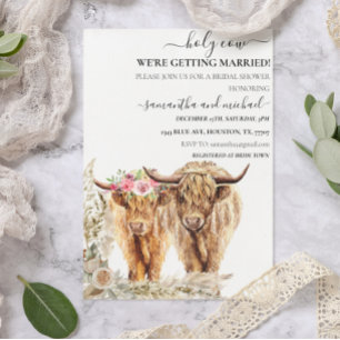 Holy Cow Highland Watercolor Wedding Invitation