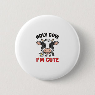 Holy Cow I’m Cute Funny Cow Vintage Engraving Desi 2 Inch Round Button