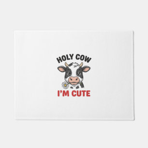 Holy Cow I’m Cute Funny Cow Vintage Engraving Desi Doormat