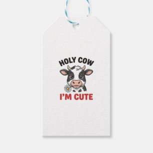 Holy Cow I’m Cute Funny Cow Vintage Engraving Desi Gift Tags