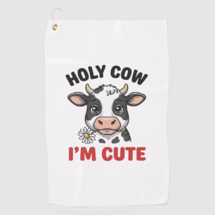 Holy Cow I’m Cute Funny Cow Vintage Engraving Desi Golf Towel