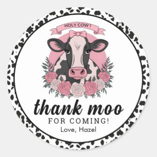 Holy Cow I’m One Cowgirl 1st Birthday Party Classic Round Sticker