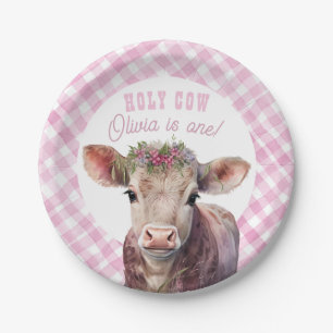 Holy Cow I’m One Pink Cowgirl Party Plates