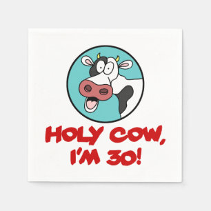 Holy Cow I'm 30 Funny Cartoon Cow Napkin