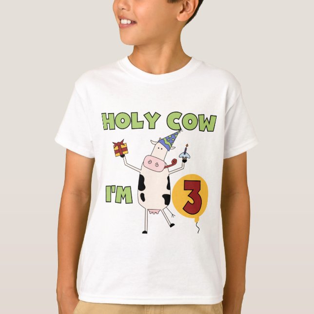 Holy Cow I'm 3 Birthday T-shirts and Gifts (Front)