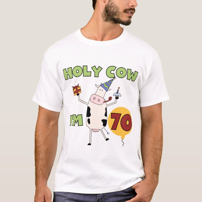 Holy Cow I'm 70 Birthday Tshirts and Gifts (Front)