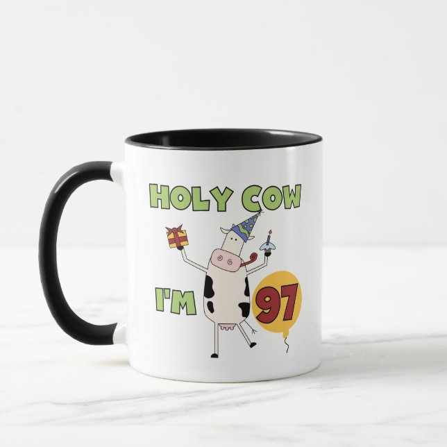 Holy Cow I'm 97 Birthday Tshirts and Gifts Mug (Left)