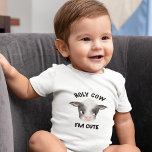 Holy Cow I'm Cute Boy Baby Bodysuit<br><div class="desc">Cute boy's bodysuit for newborn baby featuring watercolor illustration of a cute baby cow. The text says "holy cow. I'm cute."</div>
