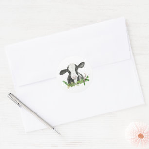 Holy Cow I'm One 1st Birthday Cow Themed Classic Round Sticker