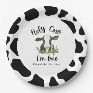Holy Cow I'm One Cow 1st Birthday Party Paper Plate