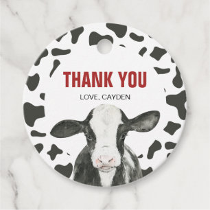 Holy Cow I'm One Cow Print birthday favour Favour Tags