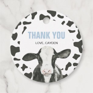 Holy Cow I'm One Cow Print birthday Favour Tags