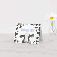 Holy Cow I'm One Cow Print Birthday Thank You Card