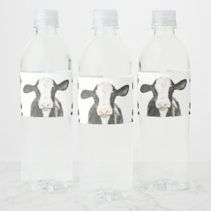 Holy Cow I'm One Cow Print Birthday Water Bottle Label
