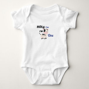Holy Cow I'm One,Farm baby Birthday Gift Bodysuit