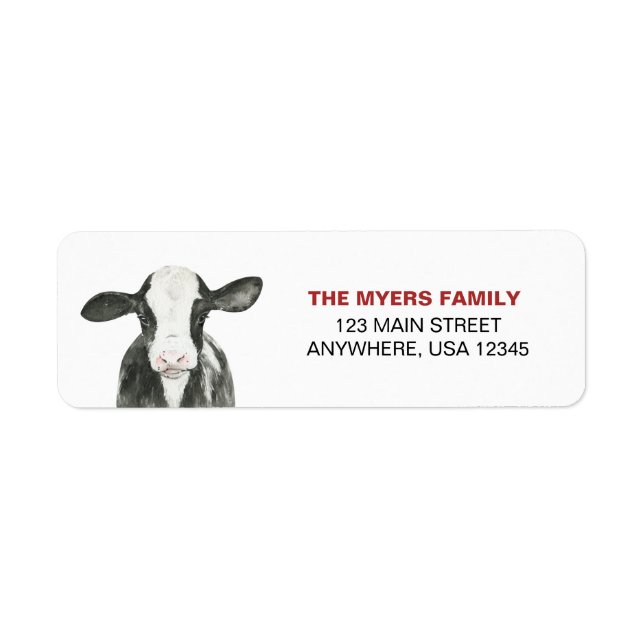 Holy Cow I'm One Red return address Label (Front)