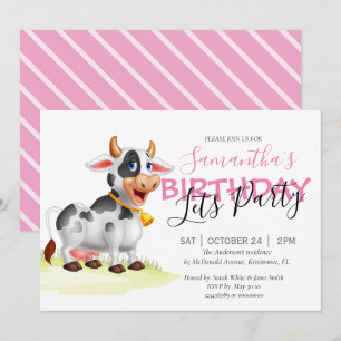  Holy Cow, It’s a Pink Birthday Party Announcement