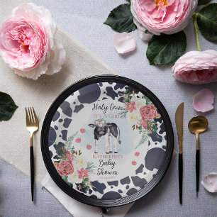 Holy Cow, It's A Girl Baby Shower Welcome Paper Plate