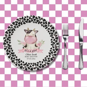 Holy Cow It's a Girl Cow Paper Plate