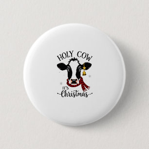 Holy Cow It's Christmas Funny Cow Lover Farm Anima 2 Inch Round Button