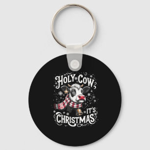 Holy Cow It's Christmas Funny Cow Lover Farm Anima Keychain