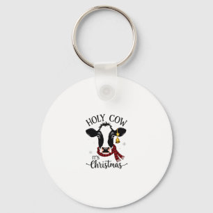 Holy Cow It's Christmas Funny Cow Lover Farm Anima Keychain