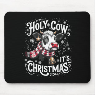 Holy Cow It's Christmas Funny Cow Lover Farm Anima Mouse Pad