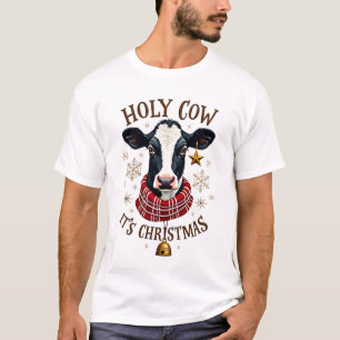 Holy Cow It's Christmas Funny Cow Lover Farm Anima T-Shirt