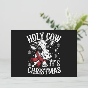 Holy Cow It's Christmas Funny Cow Lover Farm  Holiday Card
