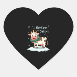 Holy Cow Its Christmas I Xmas Cow T-Shirt (1) Heart Sticker