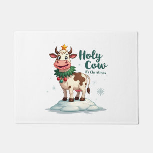 Holy Cow Its Christmas I Xmas Cow T-Shirt (2) Doormat