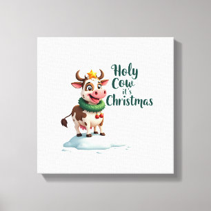 Holy Cow Its Christmas I Xmas Cow T-Shirt (3) Canvas Print