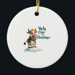 Holy Cow Its Christmas I Xmas Cow T-Shirt (3) Ceramic Ornament<br><div class="desc">Holy Cow Its Christmas I Xmas Cow T-Shirt (3)</div>