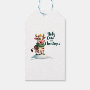 Holy Cow Its Christmas I Xmas Cow T-Shirt (3) Gift Tags