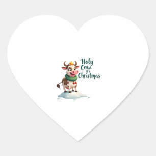 Holy Cow Its Christmas I Xmas Cow T-Shirt (3) Heart Sticker