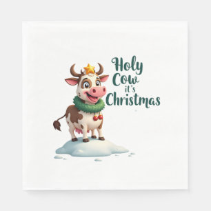 Holy Cow Its Christmas I Xmas Cow T-Shirt (3) Napkin