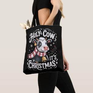 Holy Cow It's Xmas Funny Cow Lover Farm Animal Tote Bag