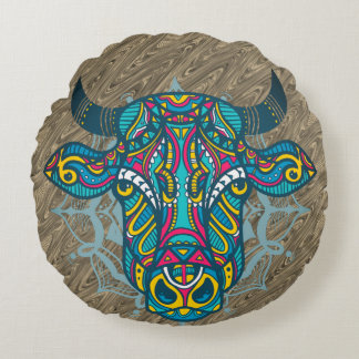 Holy Cow Mandala Design Round Pillow