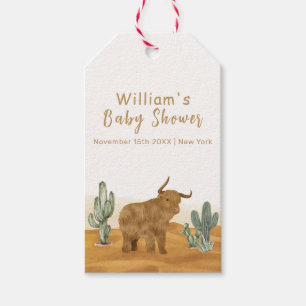 Holy Cow Minimal Boho Cactus Desert Baby Shower  Gift Tags