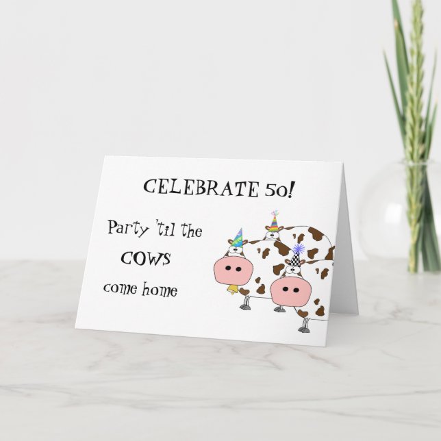Holy Cow! Party Hat 'Any Age' Funny Birthday Card (Front)