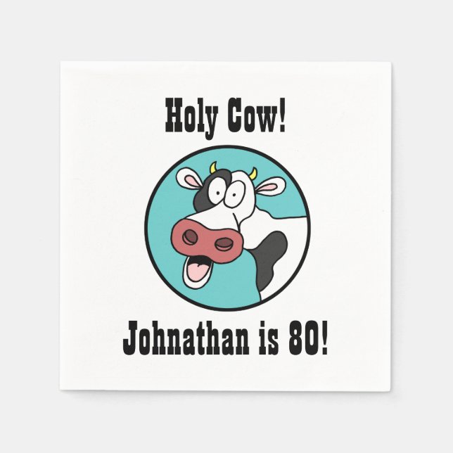 Holy Cow Personalized 80th Birthday Party Napkins (Front)