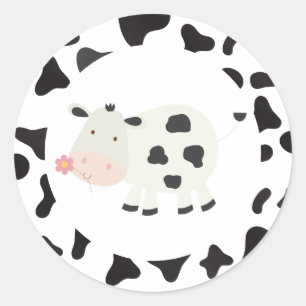 Holy Cow Pink Daisy Cow Print Birthday Classic Rou Classic Round Sticker