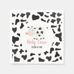 Holy Cow Pink Daisy Cow Print Birthday Napkin