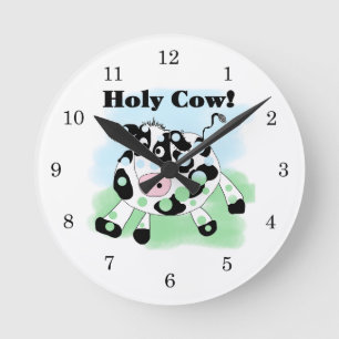 Holy Cow Round Clock