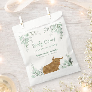 Holy Cow Rustic Boho Greenery Baby Shower  Favour Bag