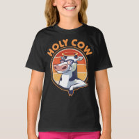 Holy Cow Saying. Funny Holy Cow with Sunglasses