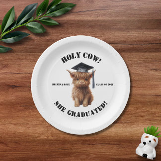 Holy Cow! She/He Graduated Party Paper Plate