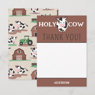 Holy Cow Thank You Farm Animal Party Card