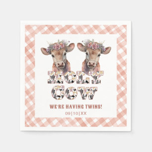 Holy Cow Twins Rustic Plaid Baby Shower Napkin