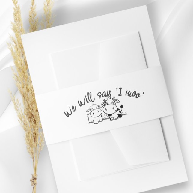 Holy Cow We Will Say I Moo Wedding Invitation Belly Band (Holy Cow We Will Say I Moo Wedding Invitation Belly Bands from Ricaso. Cute whimsical cow couple)